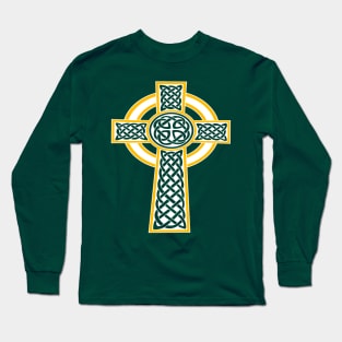 St Patrick's Day Celtic Cross White And Orange Long Sleeve T-Shirt